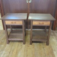 Walnut bed side tables. - These tables have Madrone Burl fronts
